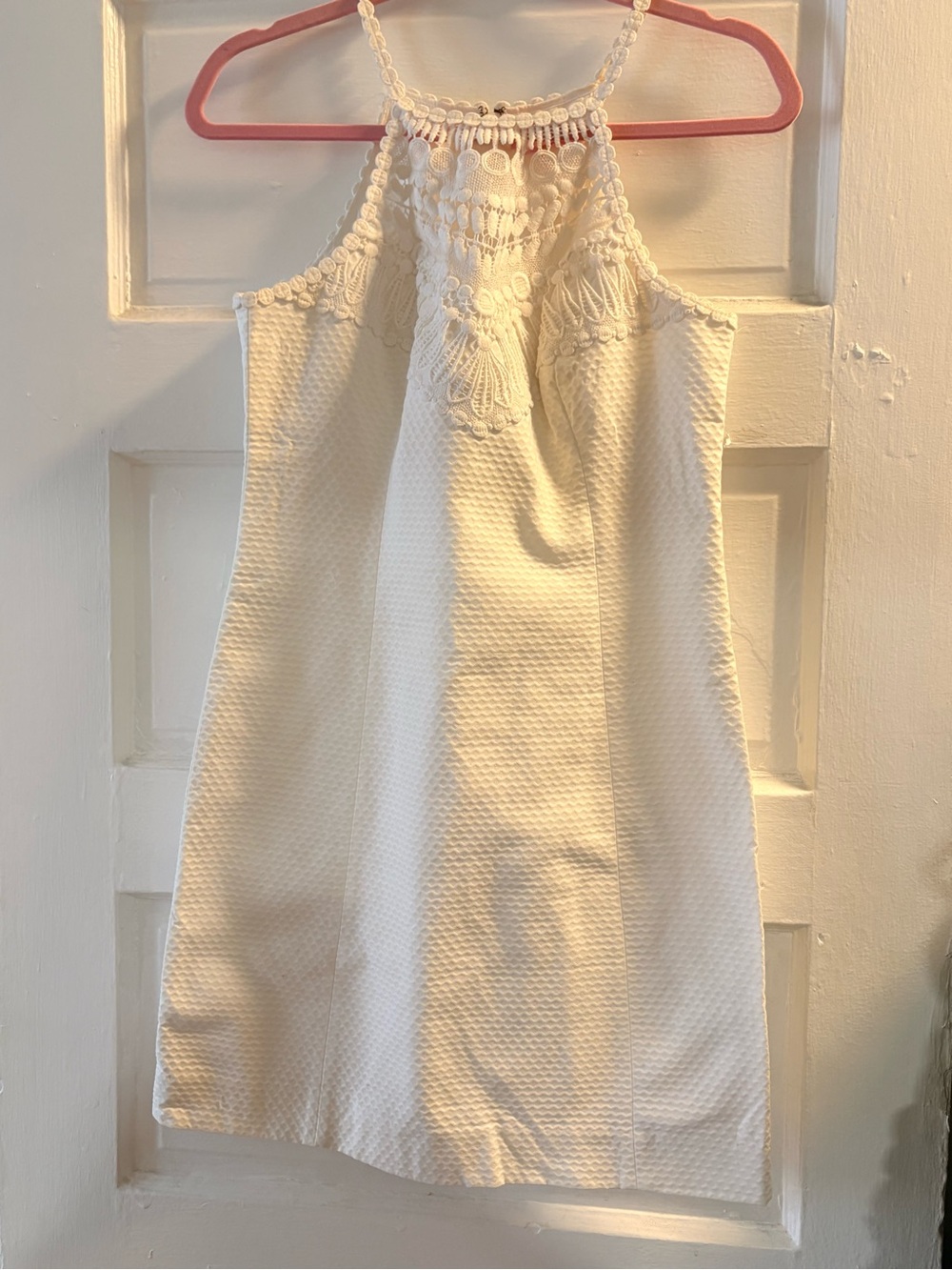 Lilly Pulitzer Cream Crochet Yoke Halter Dress